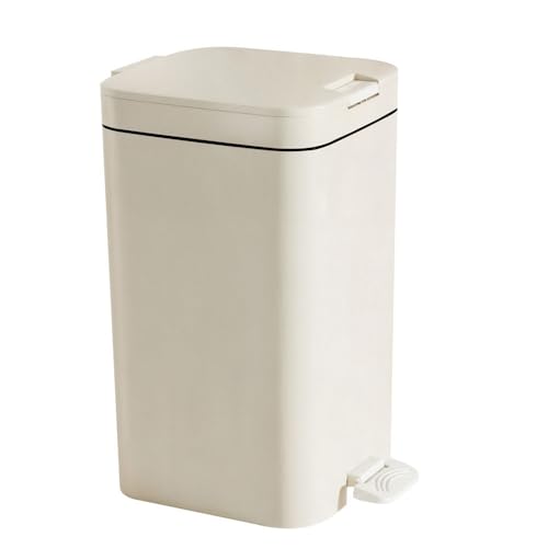 Rectangular Plastic Step-On Trash Can, Rubbish Bin Kitchen with Lid Soft Close for Bedroom, Office, Living Room Bathroom(Weiß,18L) von SOYDAN