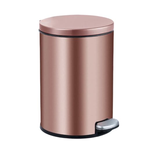 Runder Edelstahl-Doppelmülleimer Küche mit Deckel Soft Close, Step-On-Abfallbehälter mit Inneneimer for Schlafzimmer, Büro, Wohnzimmer(Roségold,12L) von SOYDAN