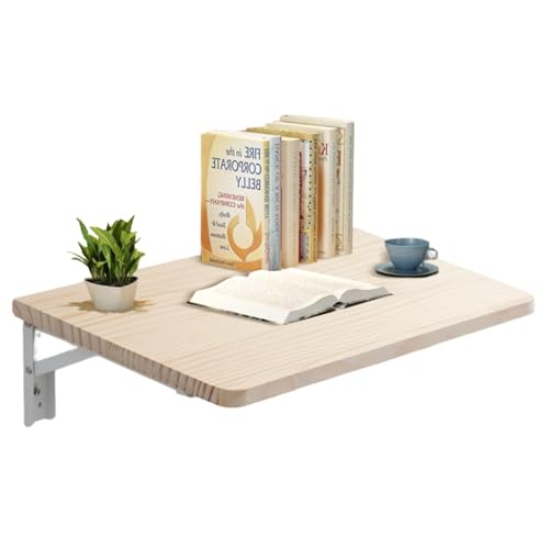 SOYDAN An der Wand montierter Esstisch, schwebende, vielseitig verwendbare Werkbank aus Kiefernholz mit Klappblatt for kleine Räume, Hängetisch for Arbeitszimmer (Natur)(60 * 40CM) von SOYDAN
