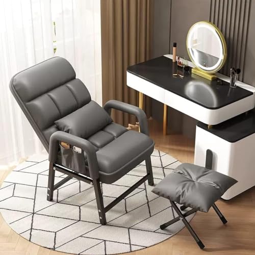 SOYDAN Kunstleder Liegestühle mit Gelegentlichem Akzent Moderner Sitzsessel mit Fußhocker Gepolsterter Schreibtischstuhl Lesestuhl (Color : Grey) von SOYDAN