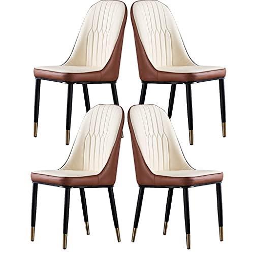 SOYDAN Moderne Esszimmerstühle aus PU-Leder, gepolstert, weiche Sitzfläche mit schwarzen Metallbeinen, für Ess- und Wohnzimmerstühle (Farbe: Weißbraun) von SOYDAN