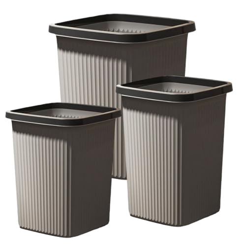 SOYDAN Offener Mülleimer aus Kunststoff, Büro-Papierkorb mit großem Fassungsvermögen, moderne Wohnkultur, rechteckige Form for Badezimmer, Schlafzimmer, Wohnzimmer, Büro, 3er-Set(Grey) von SOYDAN
