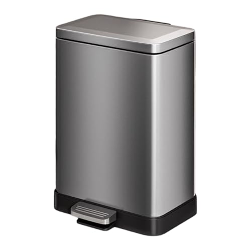 Schmaler Doppel-Badezimmer-Mülleimer mit Deckel, Soft-Close, begehbarer Abfallbehälter aus Karbonstahl mit großem Fassungsvermögen und PP-Inneneimer for Schlafzimmer, Büro, Wohnzimmer(Grey,10L) von SOYDAN