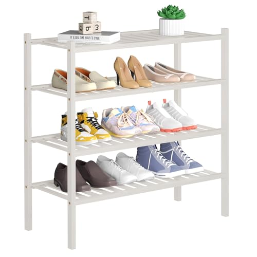 Schuhregal, Schuhorganizer aus Bambus 3 Ebenen, Stapelbare Selbsttragende Schuhaufbewahrungsschublade für Schrank, Eingangsbereich, Flur, Bad, Wohnzimmer von SOYDAN