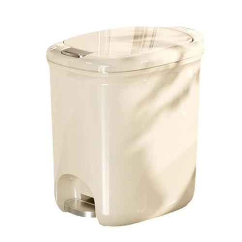 Slim Kitchen Step Trash Can With Lid Soft Close Plastic Waste Container with Pop-Up Lid for Bedroom, Office, Living Room Bathroom(Weiß,15L) von SOYDAN
