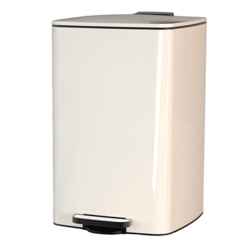 Stainless Steel Double Trash Bin Kitchen with Lid Soft Close, Step Pedal Large Capacity Bathroom Bins No Touch with Inner Bucket for Bedroom, Office, Living Room(Milky white,6L) von SOYDAN
