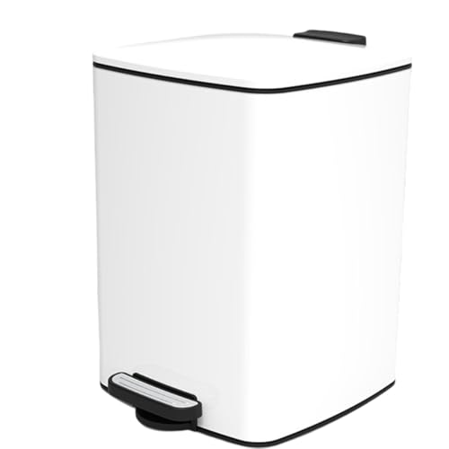 Doppelter Mülleimer aus Edelstahl for die Küche mit Deckel, Soft-Close, Trittpedal, Badezimmer-Mülleimer mit großem Fassungsvermögen, berührungslos, mit Inneneimer(Weiß,20L) von SOYDAN