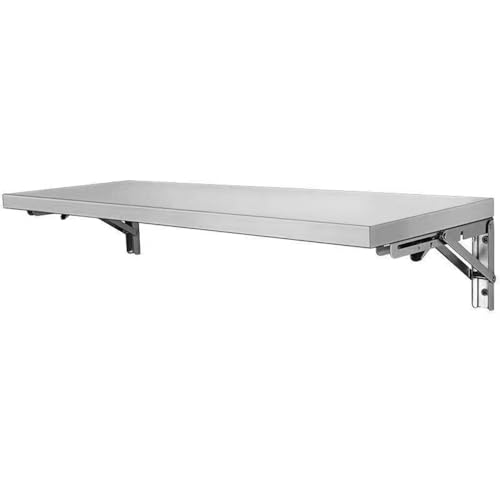 Wall-Mounted Dining Table, Floating Stainless Steel Multi-use Drop Leaf Workbench for Small Space,Hanging Table for Study, Kitchen and Dining Room(80 * 40CM) von SOYDAN