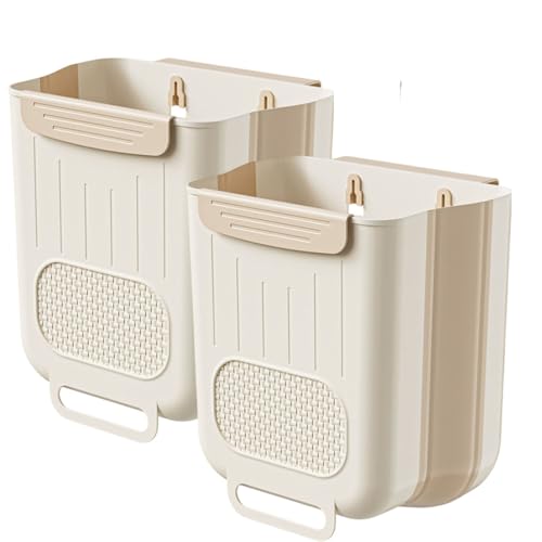 Zusammenklappbarer Küchenabfalleimer aus Kunststoff for Aufhängen, Wand-Mülleimer for Theke, unter der Spüle, Wohnmobil, 2 Stück(Gelb,6L) von SOYDAN