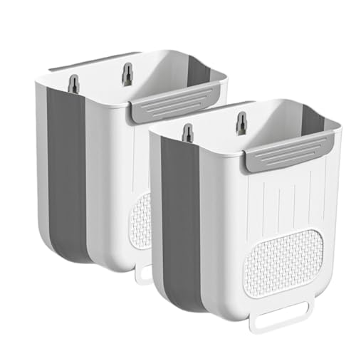 Zusammenklappbarer Küchenabfalleimer aus Kunststoff for Aufhängen, Wand-Mülleimer for Theke, unter der Spüle, Wohnmobil, 2 Stück(Weiß,10L) von SOYDAN