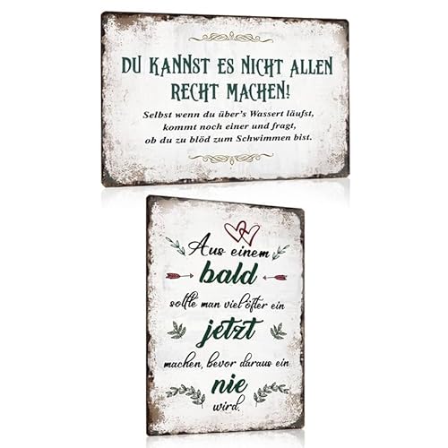 2ER SCHILDER MIT SPRÜCHEN SET 20X30cm - Du kannst es nicht allen recht machen - Vintage Metallschild Blechschild als Wanddekoration und Geschenke für Familie Freundschaft und Liebe Freundin von SOYSKY