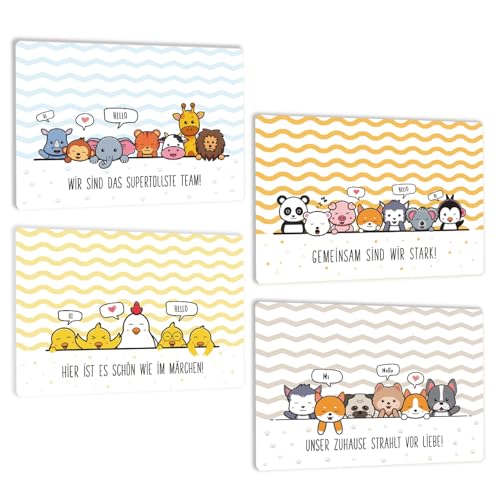 4er Set Tiere Tischset Kinder mit Spruch Motivation - Platzsets Platzdeckchen Abwaschbar mit Affirmation Sprüchen - Tischunterlage rutschfest - Wetterfest waschbar Plastik Tischsets - DIN A3 4er Set Tiere Tischset Kinder mit Spruch Motivation - Platzsets Platzdeckchen Abwaschbar mit Affirmation Sprüchen - Tischunterlage rutschfest - Wetterfest waschbar Plastik Tischsets - DIN A3 von SOYSKY