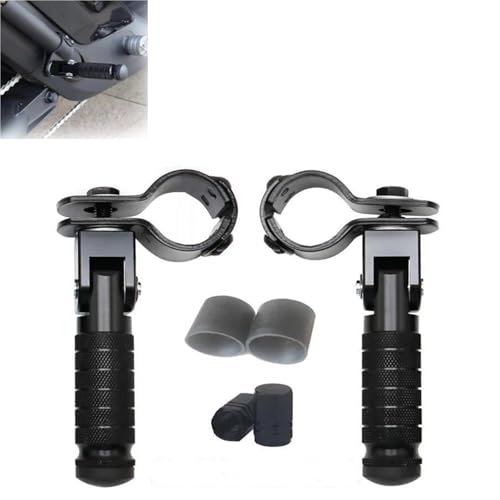 SOYTZBMK Motorrad Fußrasten 30-35 mm Motorräder Mopeds Roller Motorrad Teil Universal Pedale Clamp CNC Aluminium Gefaltete Fußstütze Fußrasten(Nero) von SOYTZBMK