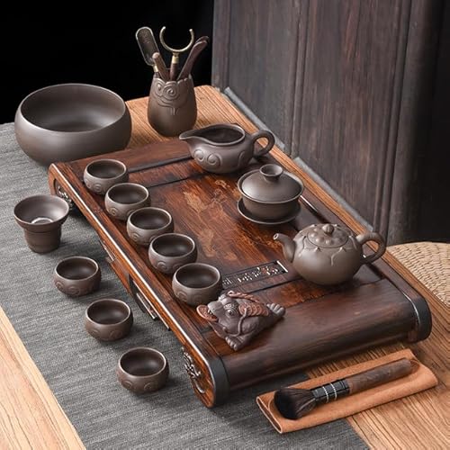 Kung Fu Chinesisches Tee-Set Zubehör Traditionelles Ton Nachmittagstee Set mit Topf und Tablett Maker Porcelanato Silent Drink von Sozy