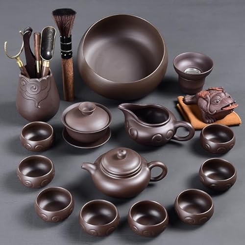 Kung Fu Chinesisches Tee-Set Zubehör Traditionelles Ton Nachmittagstee Set mit Topf und Tablett Maker Porcelanato Silent Drink von Sozy