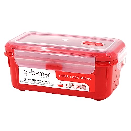 Luftdicht Super Lock MICRO 1 L, geeignet zum Dämpfen in der Mikrowelle, ideal zum Transport und zur Aufbewahrung von Lebensmitteln, Clipverschluss von SP Berner