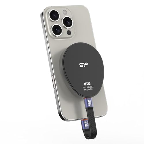Silicon Power 2 TB integrierte magnetische tragbare SSD MX10 Gen 2 USB-C (schwarz) von SP Silicon Power