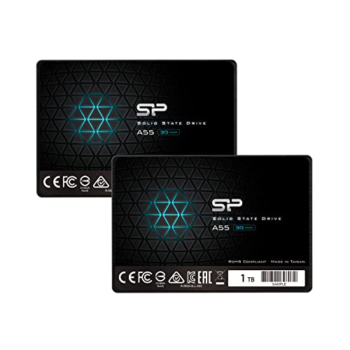 Silicon Power 2-Pack 1TB SSD 3D NAND A55 SLC Cache Performance Boost SATA III 2.5" 7mm (0.28") Internal Solid State Drive von SP Silicon Power
