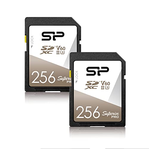 Silicon Power 2er-Pack 256GB V60 R/W bis zu 280/170 MB/s Superior Pro UHS-II SDXC Speicherkarte von SP Silicon Power