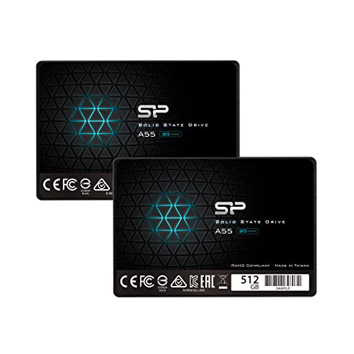 Silicon Power 2-Pack 512GB SSD 3D NAND A55 SLC Cache Performance Boost SATA III 2.5" 7mm (0.28") Internal Solid State Drive von SP Silicon Power