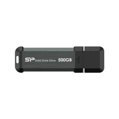 Silicon Power 500 GB MS70 USB 3.2 Gen 2 tragbare Externe SSD mit Typ-C-Adapter Silicon Power 500 GB MS70 USB 3.2 Gen 2 tragbare Externe SSD mit Typ-C-Adapter von SP Silicon Power