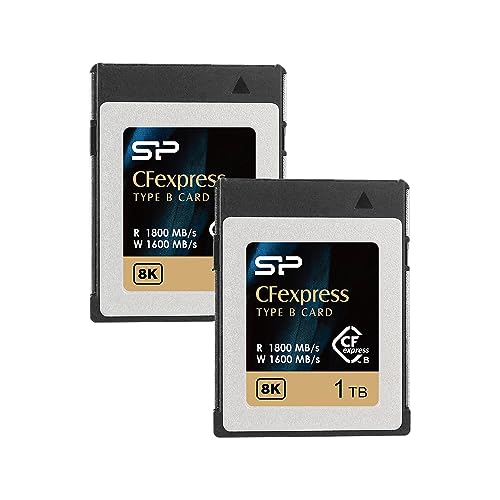 Silicon Power CFexpress Typ B Speicherkarte, 1 TB, bis zu 1.800 MB/s Lesen, min. nachhaltiges Schreiben: 1500 MB/s, 2 Stück von SP Silicon Power