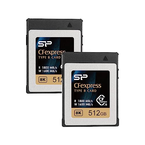 Silicon Power CFexpress Typ B Speicherkarte, 512 GB, bis zu 1800 MB/s Lesen, minimales Schreiben: 820 MB/s, 2er-Pack von SP Silicon Power