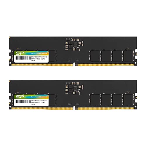 Silicon Power DDR5 32GB (16GBx2) 4800MHz (PC5-38400) 288-pin CL40 1.1V UDIMM Desktop RAM Computer Memory SP032GBLVU480F22 von SP Silicon Power