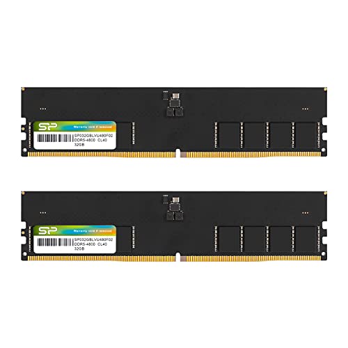 Silicon Power DDR5 64GB (2x32GB) 4800MHz (PC5-38400) 288-pin CL40 1.1V UDIMM Non-ECC Desktop RAM Computer Memory SP064GBLVU480F22 von SP Silicon Power