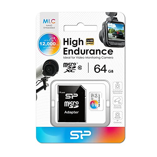 Silicon Power High Endurance Speicherkarte 64 GB MicroSDXC Klasse 10 MLC - Speicherkarten (64 GB, MicroSDXC, Klasse 10, MLC, Mehrfarben) von SP Silicon Power
