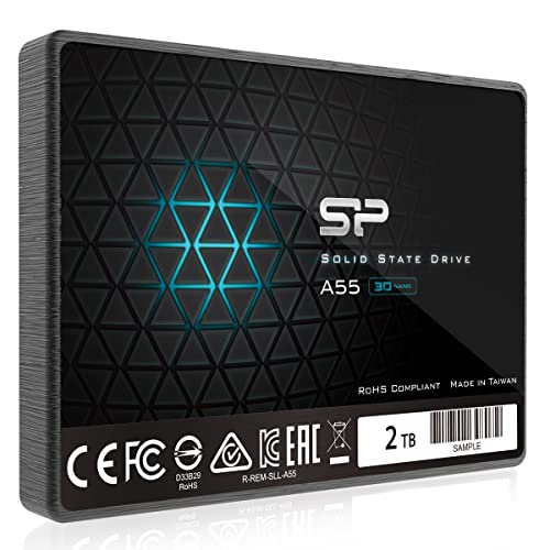 Silicon Power SP002TBSS3A55S25 SSD, 3D, NAND A55 SLC Cache, Performance Boost SATA III, 7 mm (0,28 Zoll) von SP Silicon Power