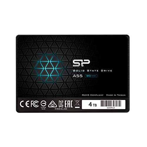 Silicon Power 4TB SSD 3D NAND A55 SLC Cache Performance Boost SATA III 2.5" 7mm (0.28") Internal Solid State Drive (SP004TBSS3A55S25) von SP Silicon Power
