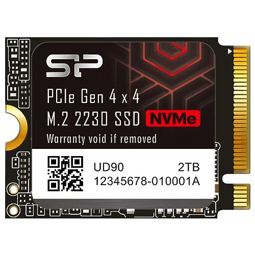 Silicon Power SU02KGBP44UD9007MM 2 TB UD90 2230 NVMe 4.0 Gen4 PCIe M.2 SSD R/W bis zu 5.000/3.200 MB/s Solid State Drive kompatibel mit Steam Deck von SP Silicon Power