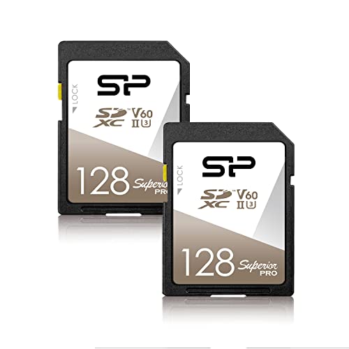 Silicon Power 2er-Pack 128 GB V60 R/W bis zu 280/170 MB/s Superior Pro UHS-II SDXC Speicherkarte von SP Silicon Power