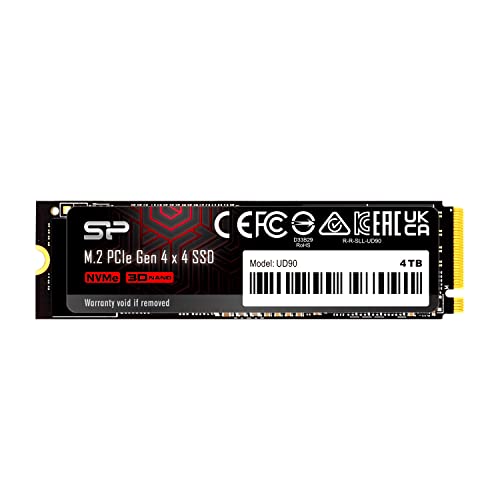 Silicone Power SSD 4TB [Ultra Fast Gaming SSD] Lesen 5.000 MB/s Schreiben 4.800 MB/s 3D NAND M.2 2280 PCIe 4.0 x 4 NVMe1.4 SP04KGBP44UD9005 von SP Silicon Power
