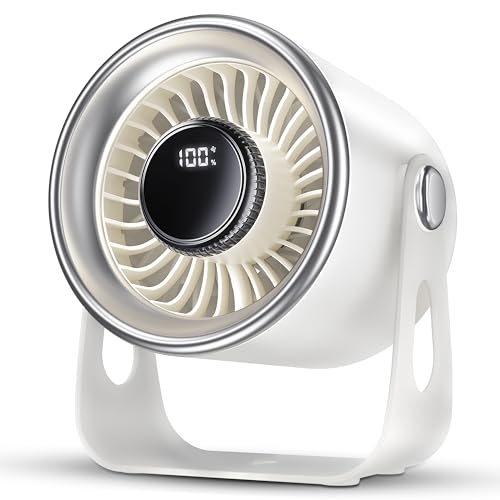 SP Space Player Tischventilator sehr leise mit digitalem Display, Turbo-Ventilator 100-stufig einstellbar & 135° neigbar - Idealer Kombi für Büro, Schlafzimmer, Küche, Zuhause & Outdoor - weiß von SP Space Player