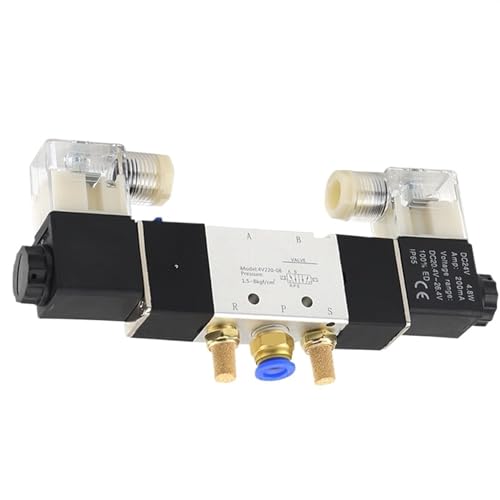 Magnetventil 220 V pneumatisch 4V220-08 Luft 5 Wege 2 Positionen 1/4 Spule Legierung intern DC 12 V DC 24 V AC110 V(W 12mm fittings,DC24V) von SPABOY