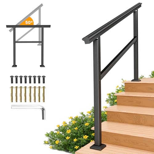 SPACEEUP Handläufe für Außentreppen, 5-stufiger Handlauf, 152,4 x 86,4 cm, passend für 0 bis 5 Stufen, Außentreppen-Handlauf-Set, schwarzes Geländer für Außentreppen für Veranda-Deck, Handläufe für SPACEEUP Handläufe für Außentreppen, 5-stufiger Handlauf, 152,4 x 86,4 cm, passend für 0 bis 5 Stufen, Außentreppen-Handlauf-Set, schwarzes Geländer für Außentreppen für Veranda-Deck, Handläufe für von SPACEEUP