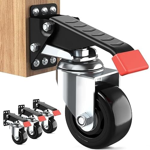 SPACEKEEPER Workbench Casters Kit 400KG - 3-Zoll-Hochleistungs-Rollroller für Werkbänke, Maschinen und Tische, 4er-Pack,Schwarz von SPACEKEEPER