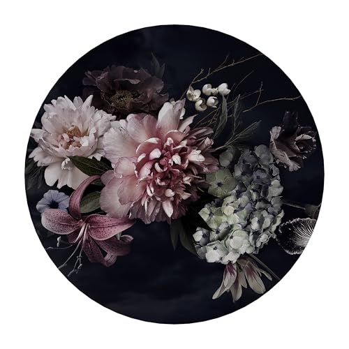 SPACEREBELS Bilder Blumen - Runde Wandbilder Wohnzimme - Deko Modern - Schlafzimmer - Room Decoration - Kunstdruck Wanddeko - Aufhängfertig Wall Art Zimmer von SPACEREBELS