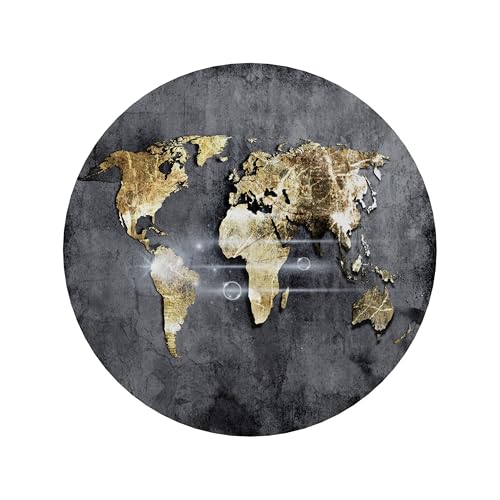 SPACEREBELS Bilder Weltkarte - Runde Wandbilder Wohnzimme - Deko Modern - Schlafzimmer - Room Decoration - Kunstdruck Wanddeko - Aufhängfertig Landkarte Kontinent Karte von SPACEREBELS