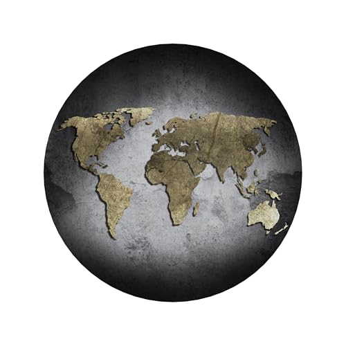 SPACEREBELS Bilder Weltkarte - Runde Wandbilder Wohnzimme - Deko Modern - Schlafzimmer - Room Decoration - Kunstdruck Wanddeko - Aufhängfertig Landkarte Kontinent World Map von SPACEREBELS