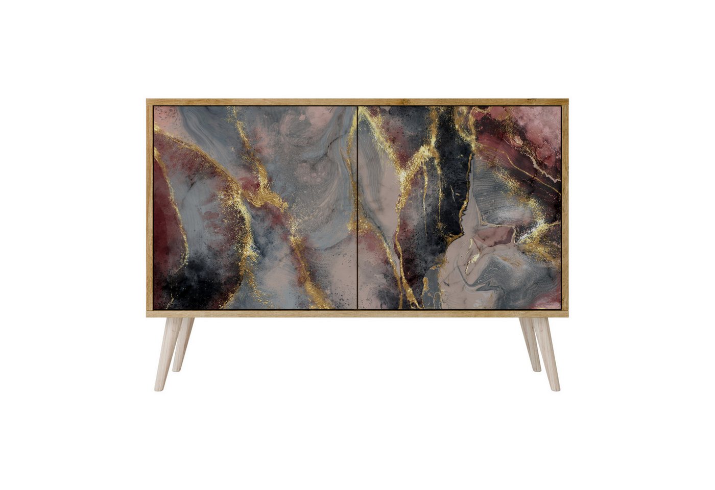 SPACEREBELS Kommode Sideboard Komodenschrank Möbel für Wohnzimmer Flur Esszimmer (2 St), mit 2 Türen oder mit 3 Türen von SPACEREBELS