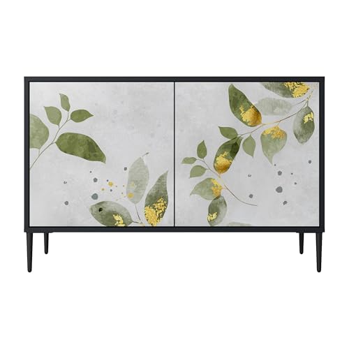 SPACEREBELS Kommode mit 2 Türen - Sideboard - Komodenschrank - Flurkommode - Schrank - Highboard - Kleiderschrank Möbel - Wohnzimmer Schlafzimmer Esszimmer Flur - schwarz von SPACEREBELS