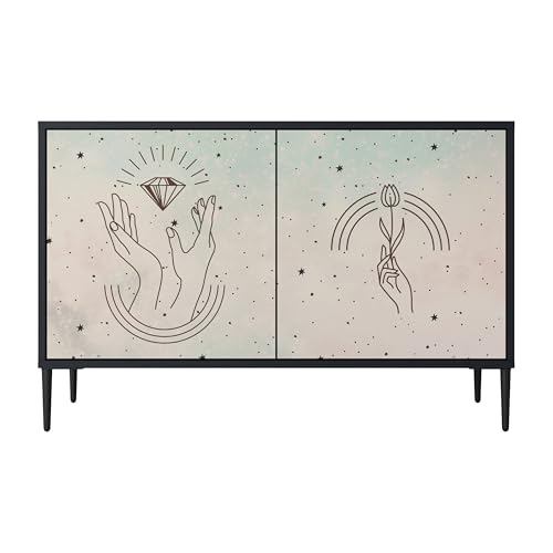 SPACEREBELS Kommode mit 2 Türen - Sideboard - Komodenschrank - Flurkommode - Schrank - Highboard - Kleiderschrank Möbel - Wohnzimmer Schlafzimmer Esszimmer Flur - schwarz von SPACEREBELS