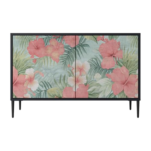 SPACEREBELS Kommode mit 2 Türen - Sideboard - Komodenschrank - Flurkommode - Schrank - Highboard - Kleiderschrank Möbel - Wohnzimmer Schlafzimmer Esszimmer Flur - schwarz von SPACEREBELS