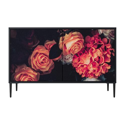 SPACEREBELS Kommode mit 2 Türen - Sideboard - Komodenschrank - Flurkommode - Schrank - Highboard - Kleiderschrank Möbel - Wohnzimmer Schlafzimmer Esszimmer Flur - schwarz von SPACEREBELS