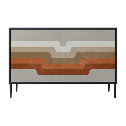 SPACEREBELS Kommode mit 2 Türen - Sideboard - Komodenschrank - Flurkommode - Schrank - Highboard - Kleiderschrank Möbel - Wohnzimmer Schlafzimmer Esszimmer Flur - schwarz von SPACEREBELS