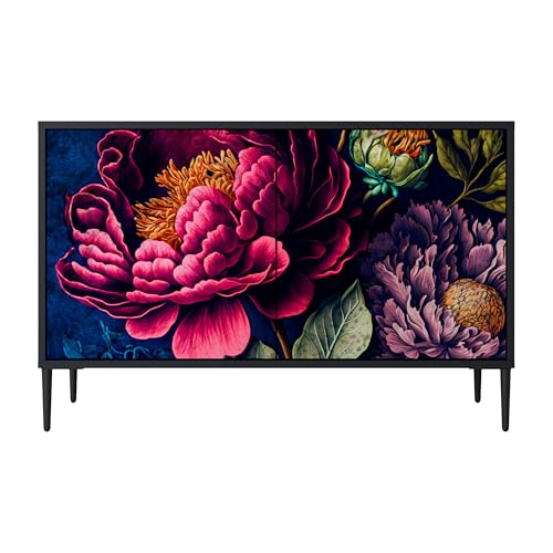 SPACEREBELS Kommode mit 2 Türen - Sideboard - Komodenschrank - Flurkommode - Schrank - Highboard - Kleiderschrank Möbel - Wohnzimmer Schlafzimmer Esszimmer Flur - schwarz von SPACEREBELS