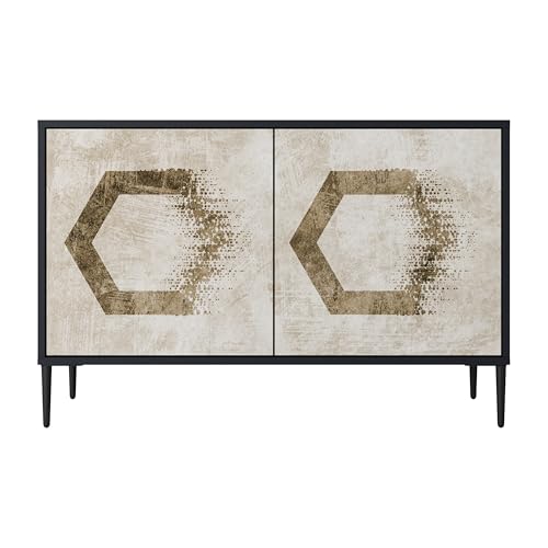 SPACEREBELS Kommode mit 2 Türen - Sideboard - Komodenschrank - Flurkommode - Schrank - Highboard - Kleiderschrank Möbel - Wohnzimmer Schlafzimmer Esszimmer Flur - schwarz von SPACEREBELS